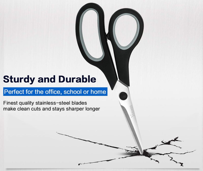 VERONES Scissors, VERONES 8 Inch Soft Comfort-Grip Handles & Stainless Steel Sharp Blades Perfect for Cutting Paper, Fabric Photos, & More, 15-Pack - Image 3
